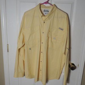 Columbia Men's Yellow Button Down Shirt PFG Size L